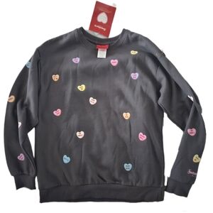 Gray Sweatshirt with Colorful Heart Patches
